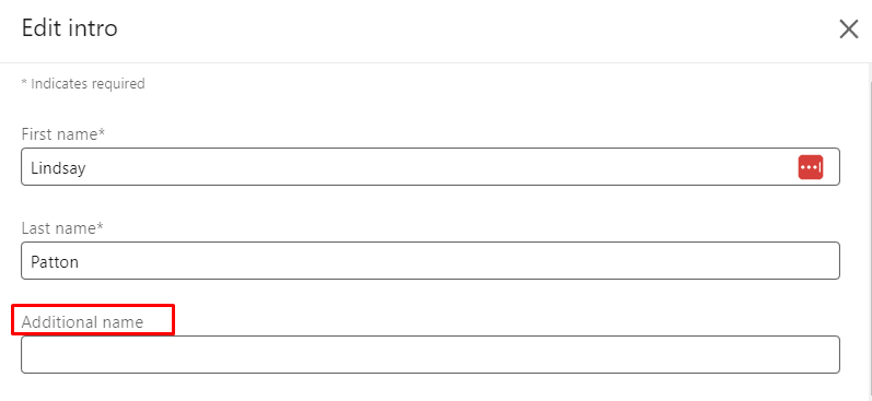 LinkedIn name fields