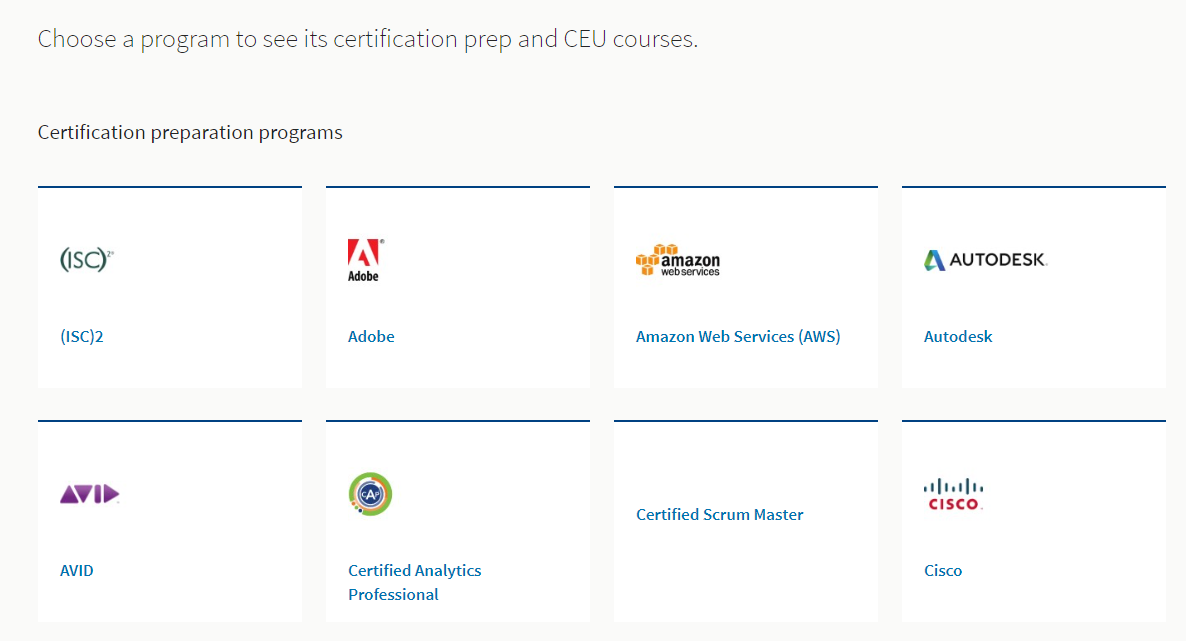 Certification options page