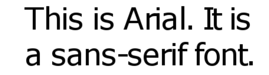 Arial shown in the sentence “This is Arial. It is a sans-serif font.”
