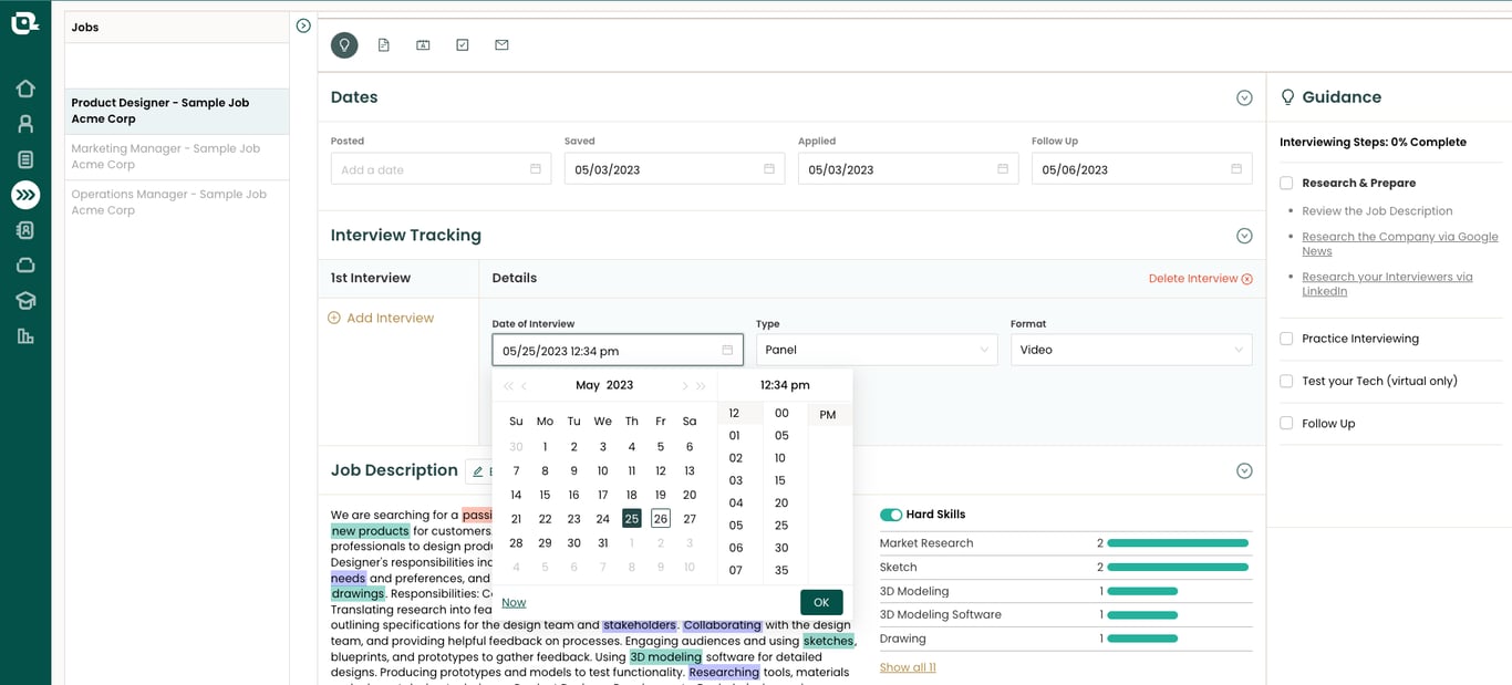 Track each interview with Teal's Job Application Tracker. 
