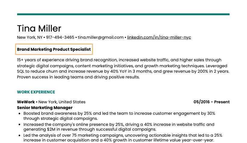 A resume title