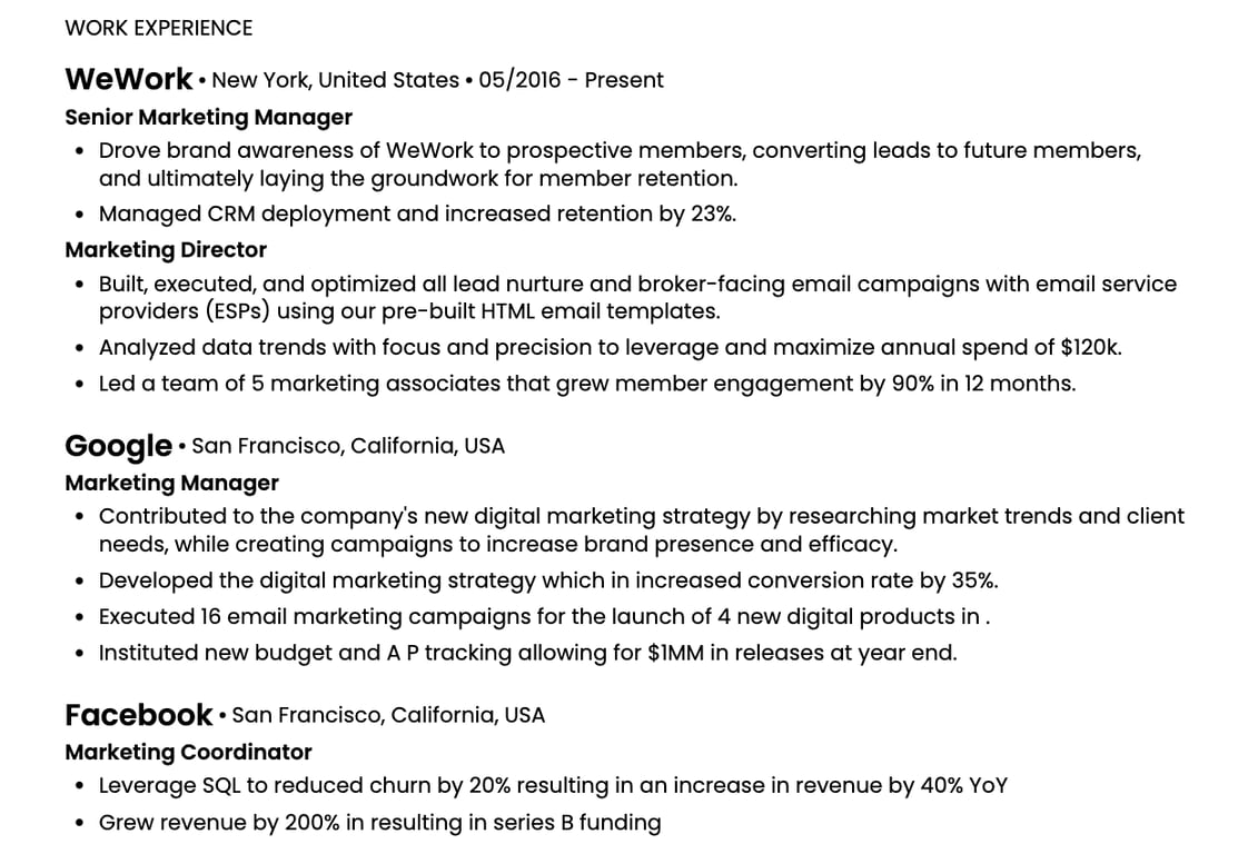 Resume Accomplishment examples