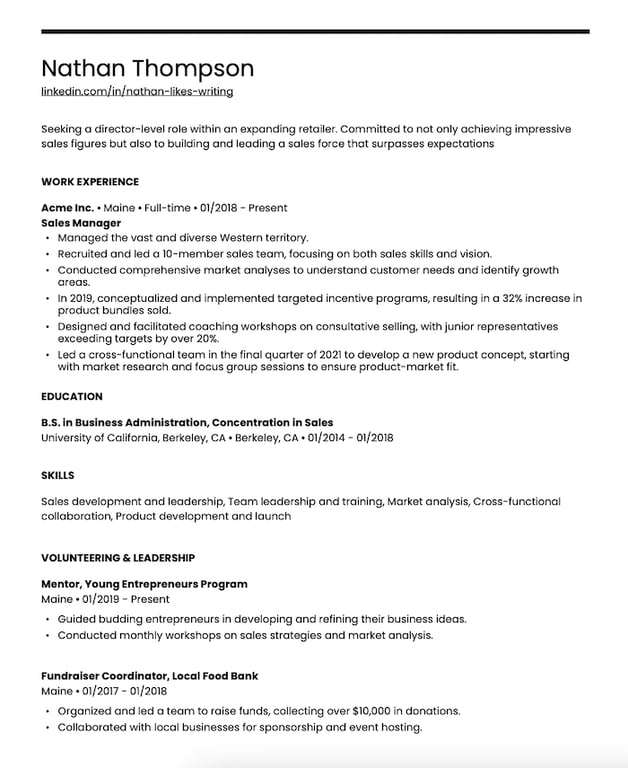 Narrative resume versus chronological resume