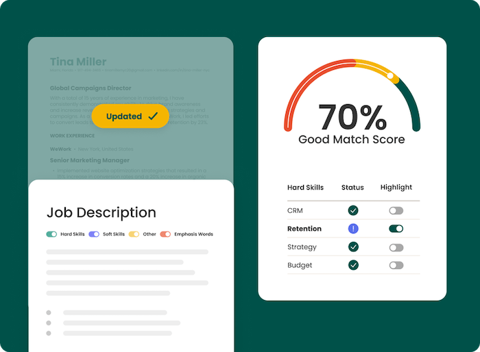 A graphic of Teal's Match Score tool