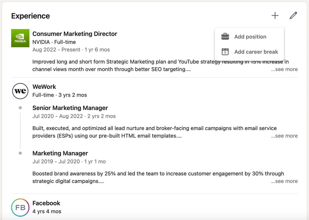 LinkedIn page
