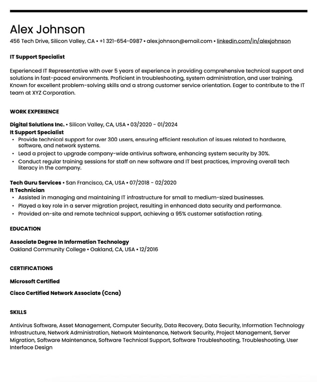 Sample reverse chronological resume
