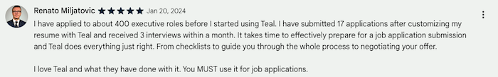 A screenshot of a Teal Chrome Extension review 