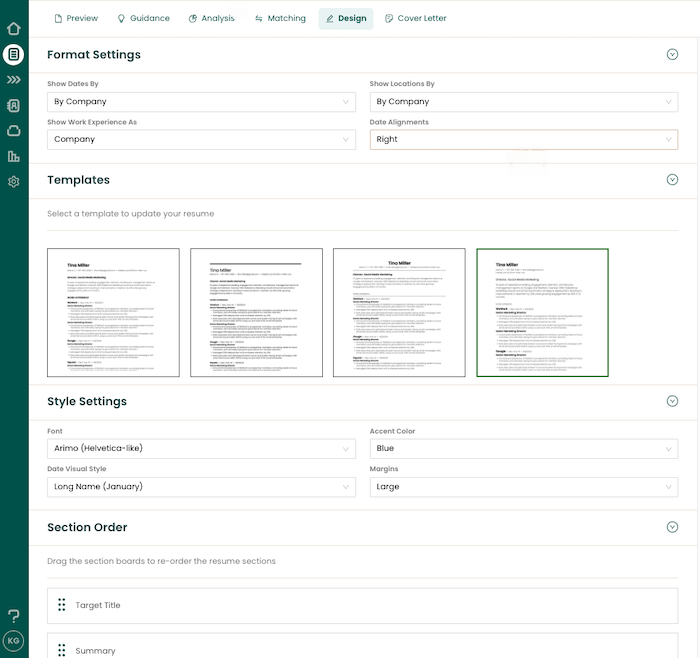 A screenshot of Teal's design tools 
