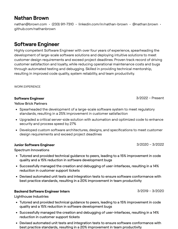 resume bullet point example