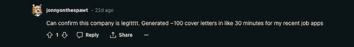 A screenshot of a Ramped review from Reddit