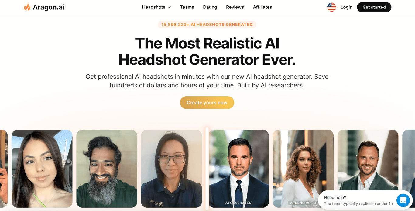aragon uses generative ai for professional headshots