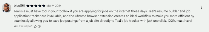 A screenshot of a Teal testimonial 