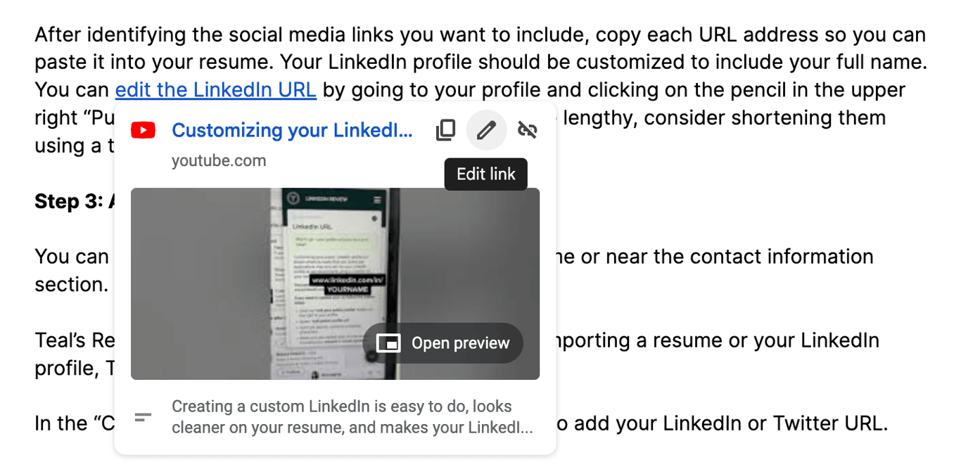 How to edit a hyperlink in Google Doc
