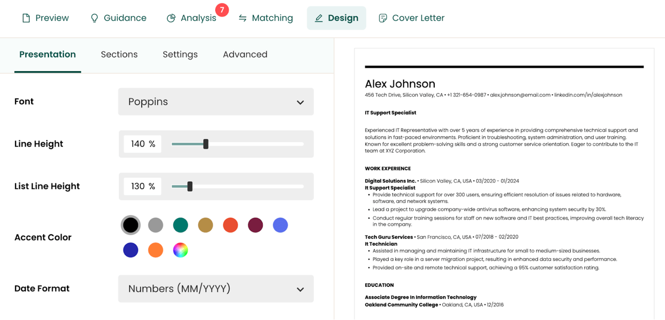 line spacing resume