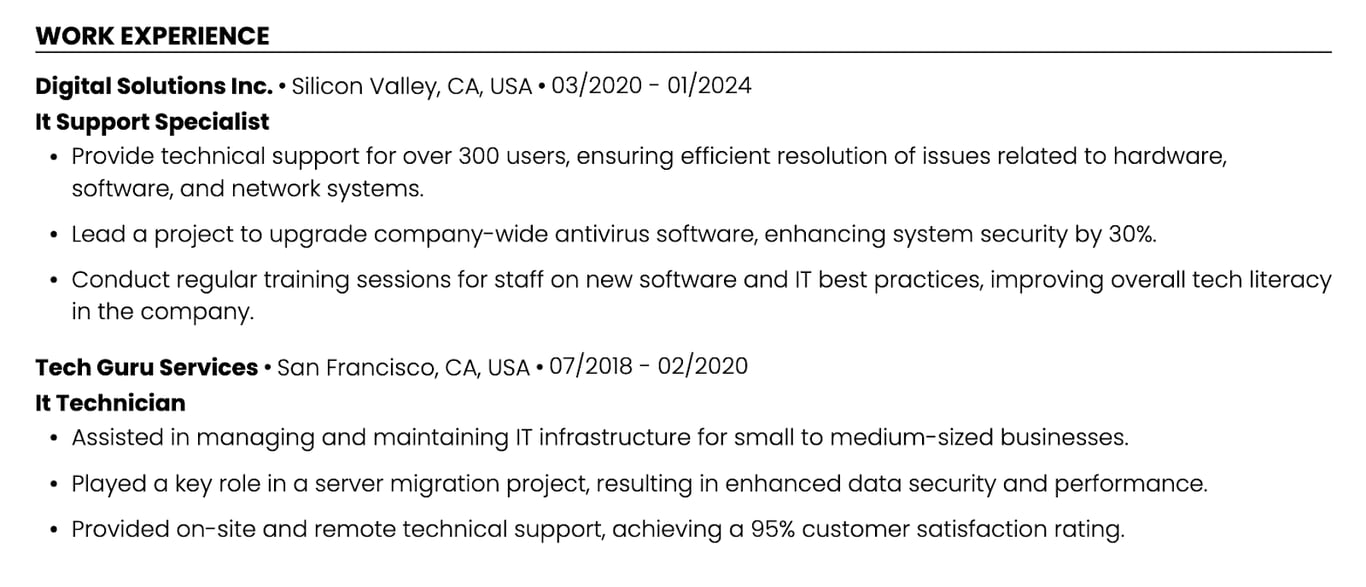bullet points on resume
