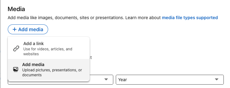 Select add media from the drop down list