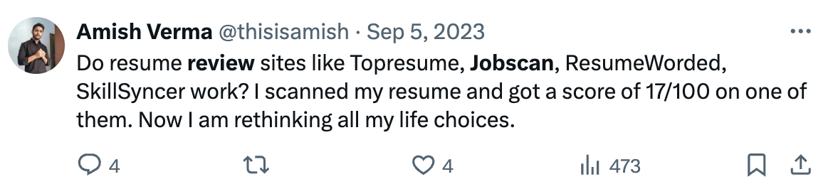 twitter post on jobscan