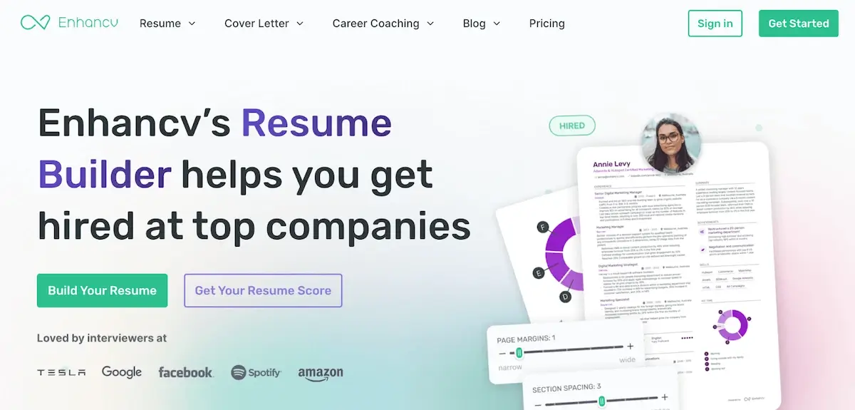 Enhancv homepage