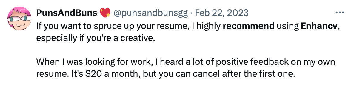 X post on Enhancv