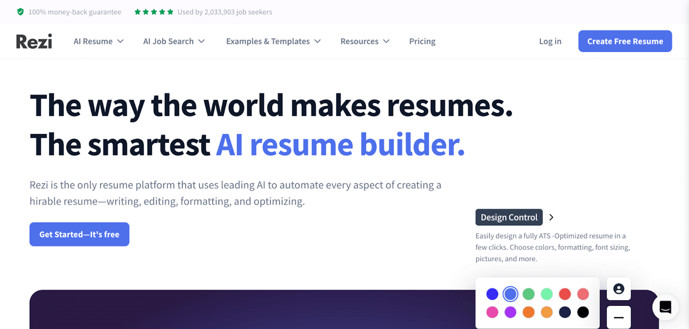 Rezi resume builder website