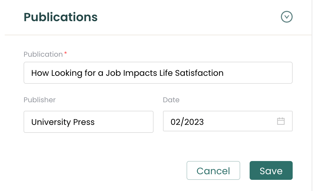 add publications on resume using teal