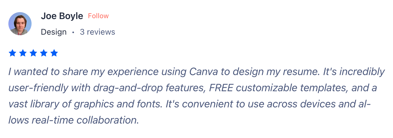 Canva review resume builder
