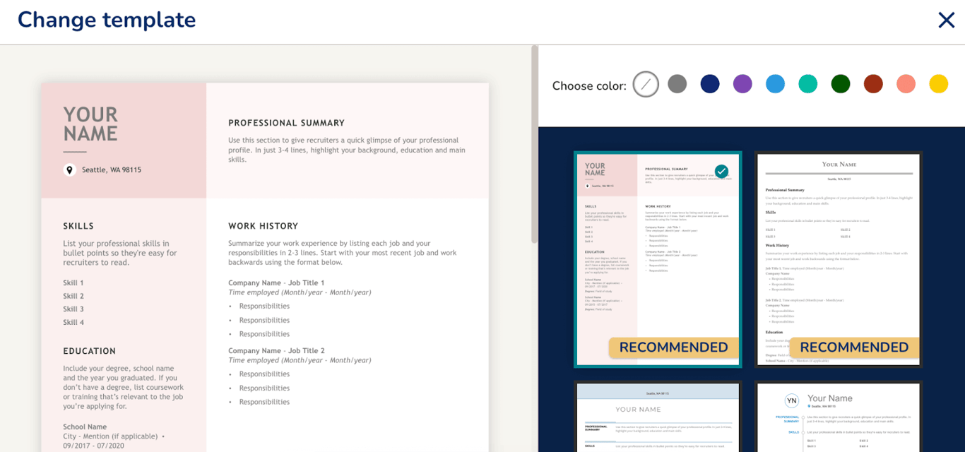 My Perfect Resume templates