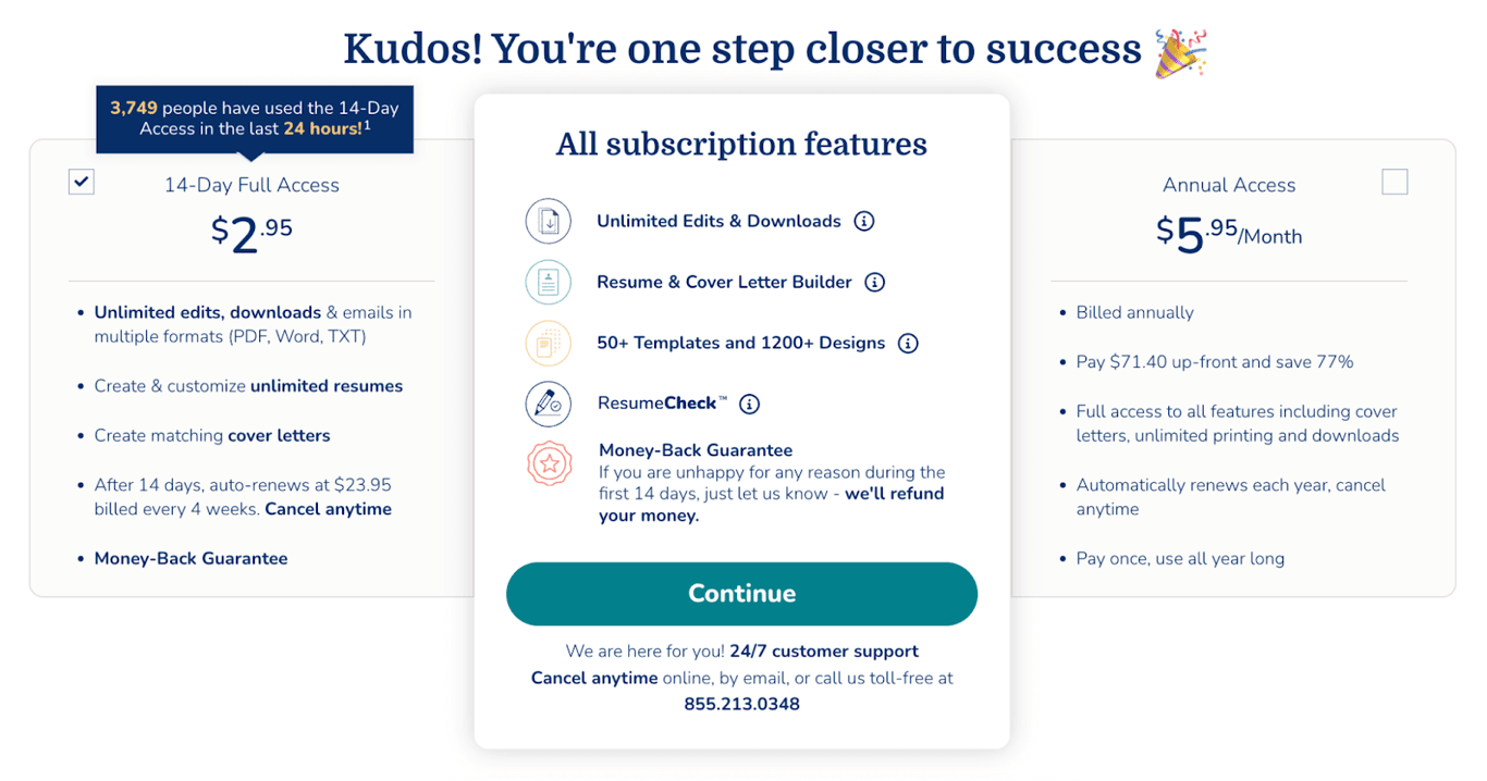 My Perfect Resume pricing
