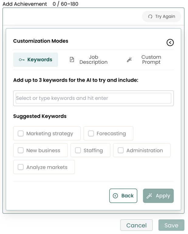 Prompt Teal with keywords