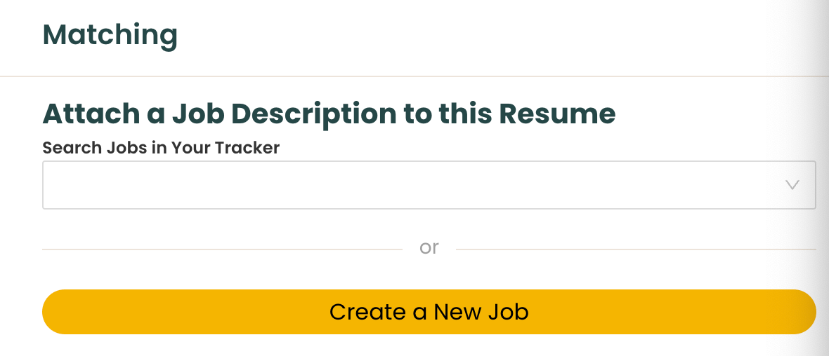 Attach a job description to a resume in teal to tailor your resume