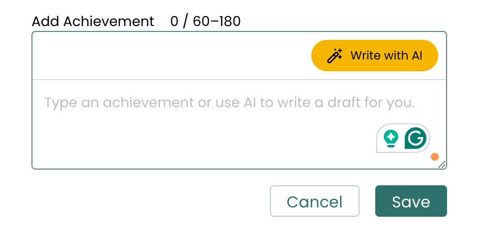Teal's AI Achievement feature in the Resume Builder