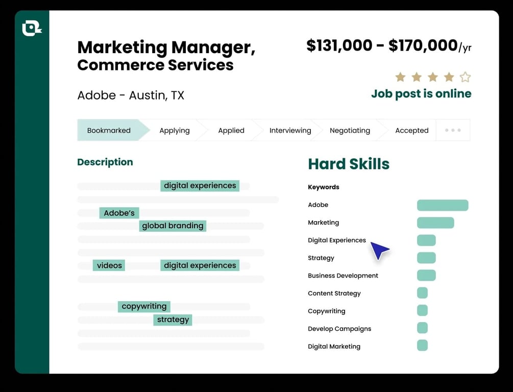 Use Teal to find the right keywords to highlight your qualifications on your resume. 