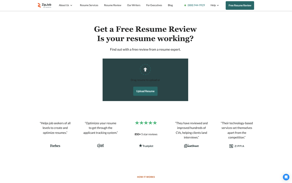 ZipJob website homepage
