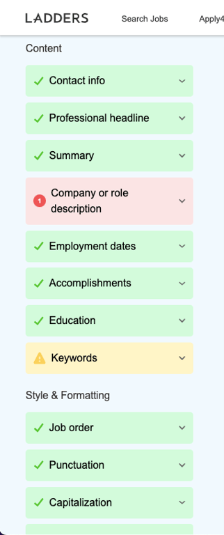 Ladders resume recommendations