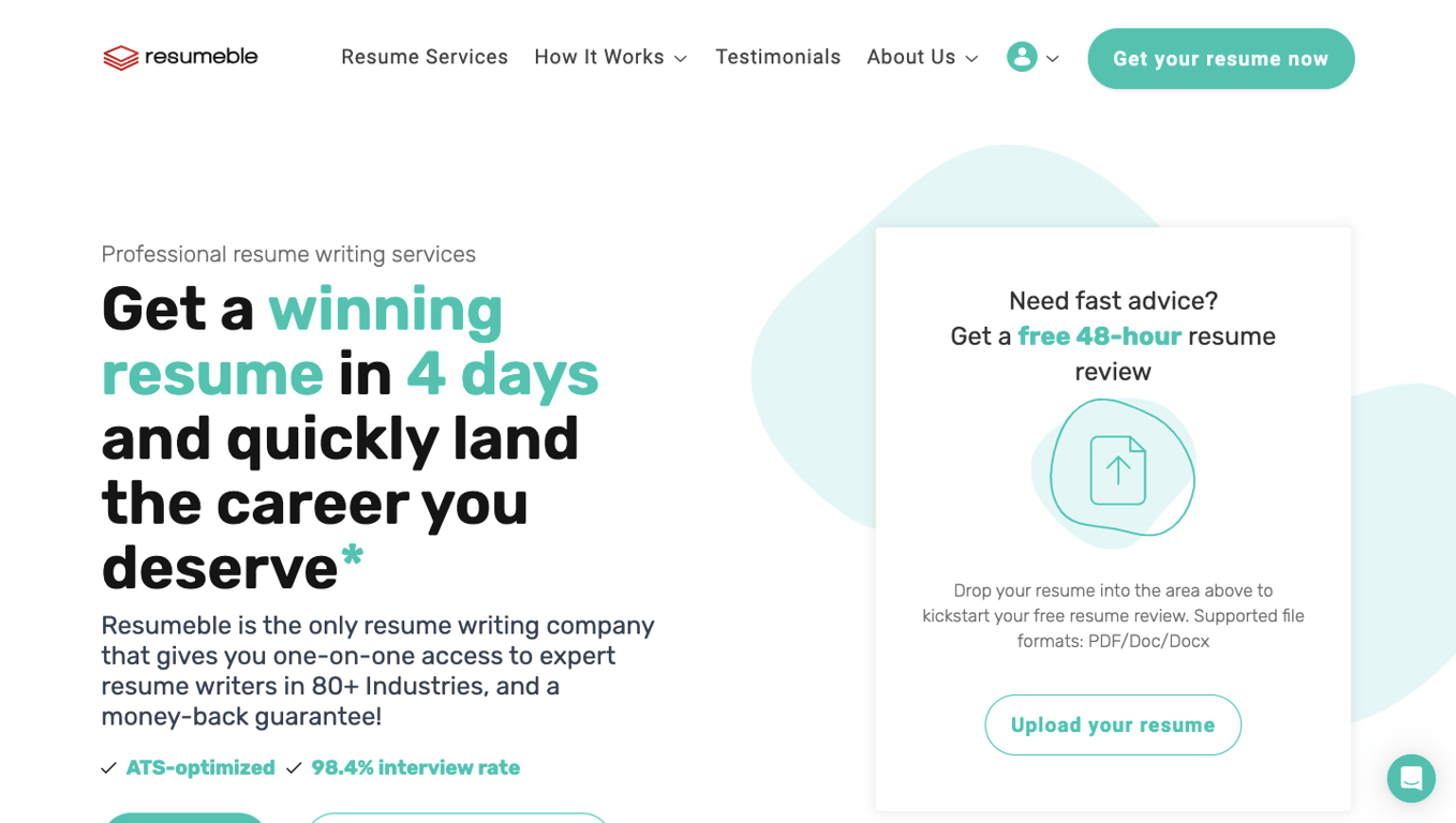 Resumeble homepage