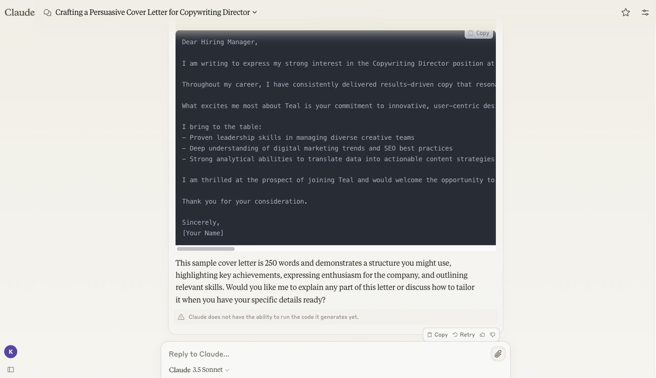 A visual of how to write a Claude AI cover letter