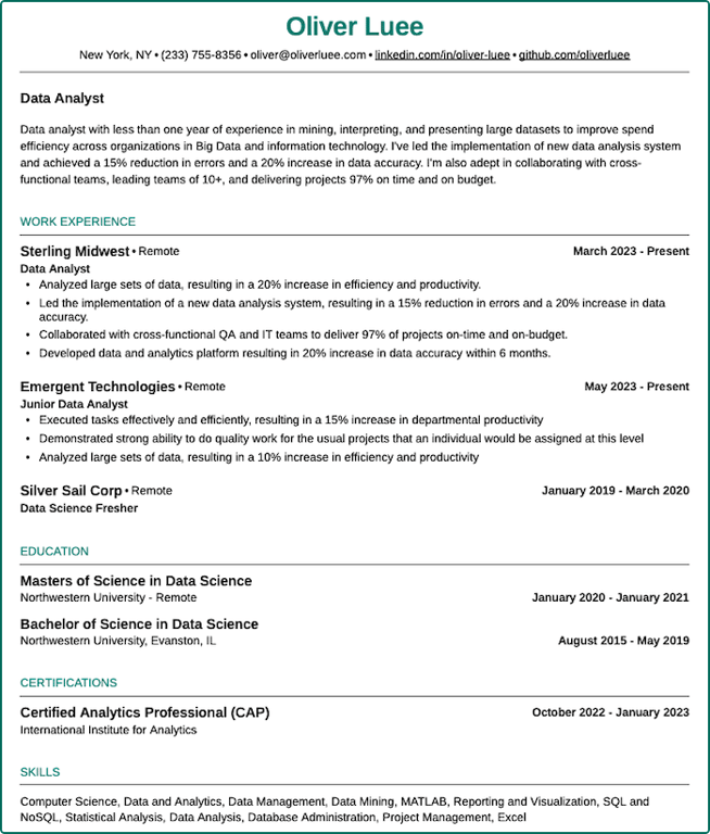 An example of how to make a resume