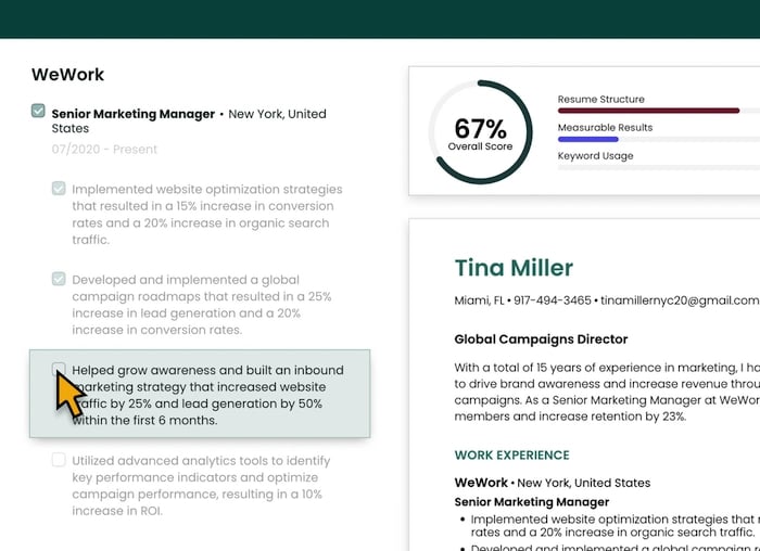 Relevant details selected to declutter your resume