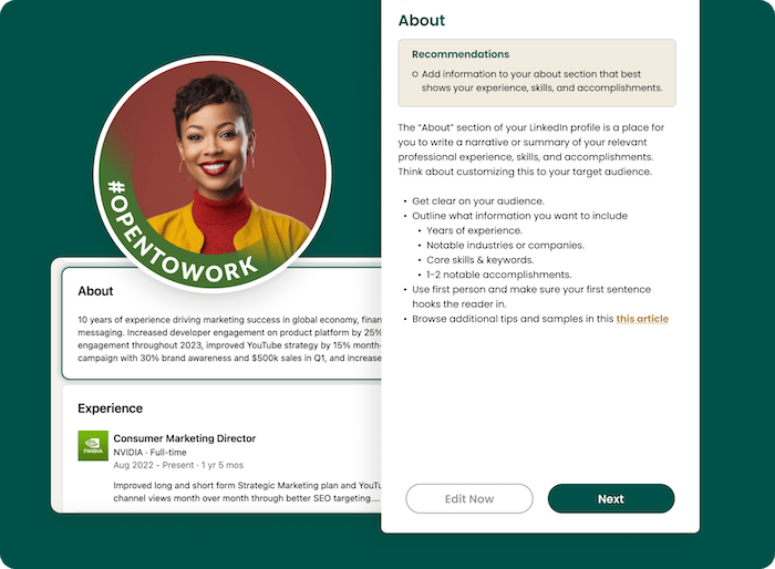 eal's LinkedIn Profile Review Tool recommendations for improving the About section to be used with Claude AI for LinkedIn