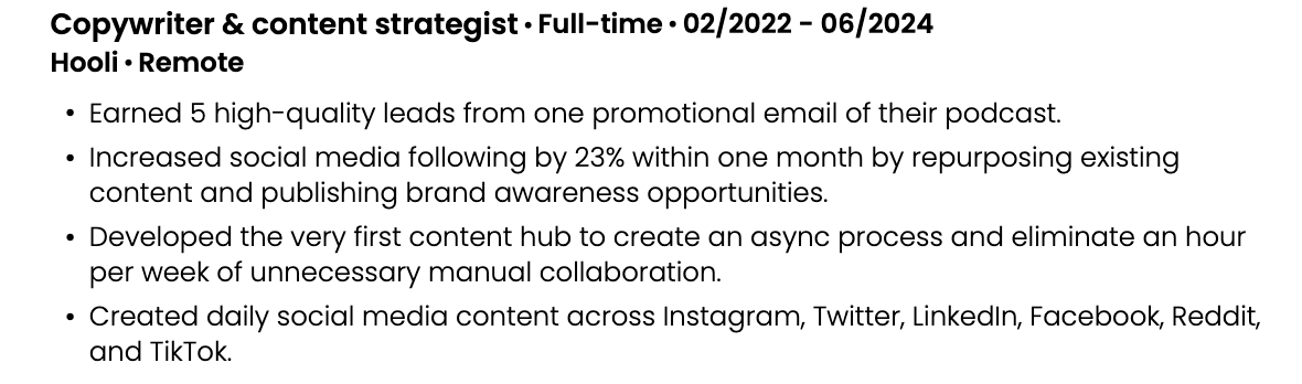 Harvard resume format example for the market role