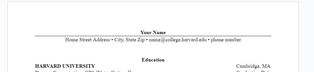 Contact details resume format