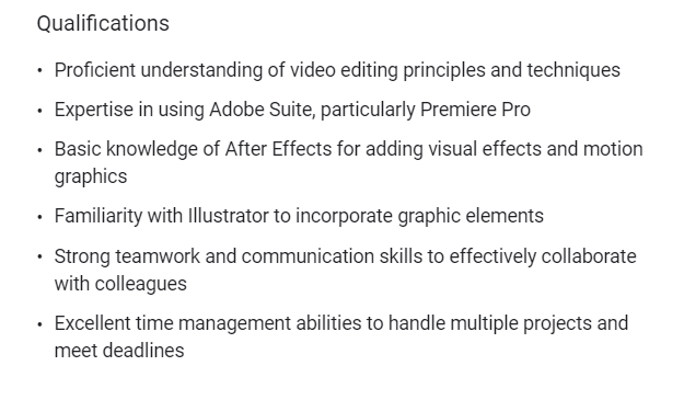 Example of marketing in-demand skills from a job description