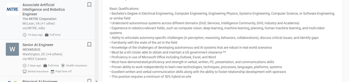 Skills in demand for a data analyst position