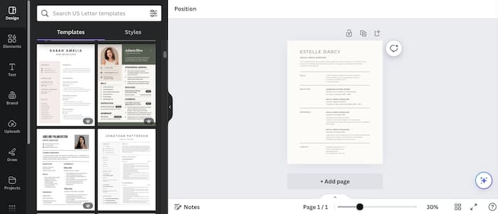 Canva resume builder