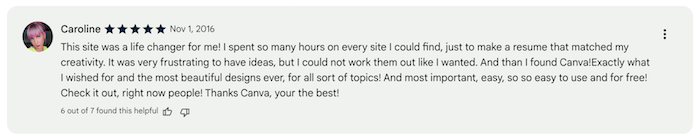Resume builder review of Canva