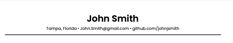example of how to include a github profile in a resume header