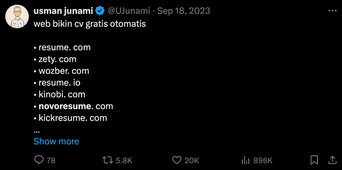 novoresume mentioned on X
