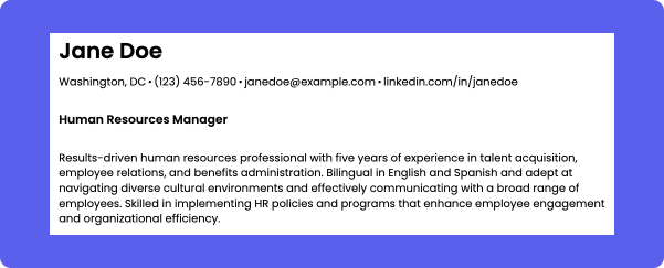 How to list language skills in a professional summary