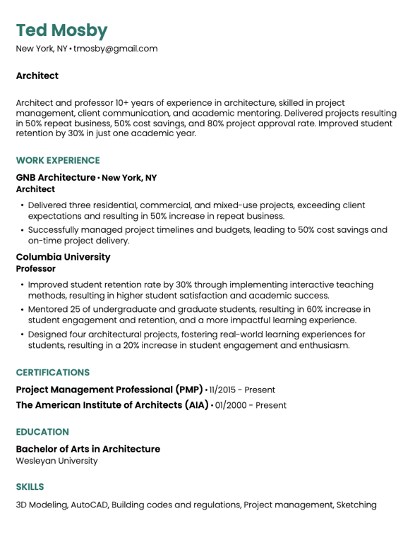 affiliations on resume example