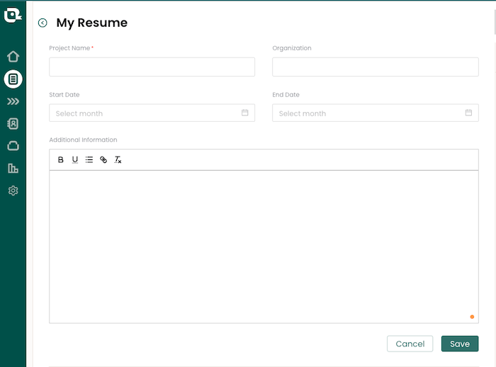 Section for projects in resumes
